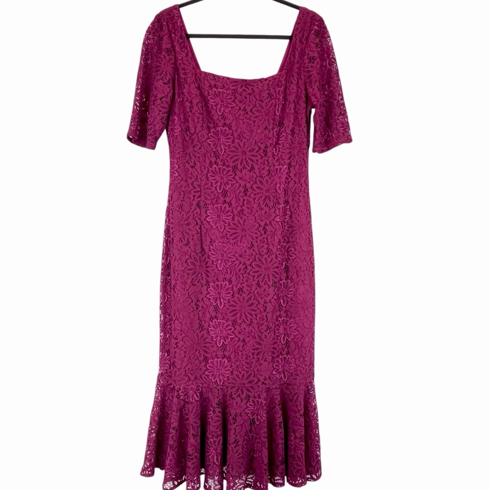 Nanette Lepore Countryside Dreams Lace Midi Dress Raspberry Event Sz 10